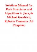 Solutions Manual for  Data Structures and  Algorithms in Java, 6e  Michael Goodrich,  Roberto Tamassia (All  Chapters) A+