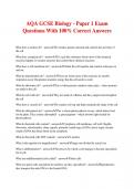 AQA GCSE Biology - Paper 1 Exam Questions With 100% Correct Answers