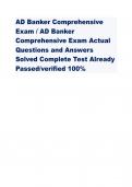 AD Banker Comprehensive Exam / AD Banker Comprehensive Exam Actual Questions and Answers Solved Complete Test Already Passed/verified 100%