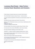 Louisiana Real Estate - State Portion License Exam Questions and Answers.