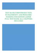 TEST BANK FORINTRODUCTION  TO MATERNITY AND PEDIATRIC  NURSING 8TH EDITION LEIFER FULL TEST BANK ALL CHAPTERS  INCLUDED