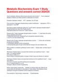 Metabolic Biochemistry Exam 1 Study Questions and answers correct 2024&sol;25