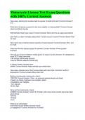 Motorcycle License Test Exam Questions with 100&percnt; Correct Answers Bundled Package 