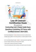 Contracting Unit 3 Study Guide Exam Questions Containing 199 Terms with Certified Answers 2024-2025.