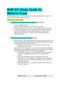 NUR 631 Study Guide for Midterm Exam