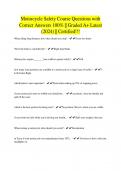Motorcycle Safety Course Questions with Correct Answers 100&percnt; &vert;&vert; Graded A&plus; Latest &lpar;2024&rpar; &vert;&vert; Certified&excl;&excl;&excl;