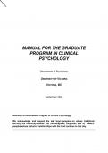   MANUAL FOR THE GRADUATE PROGRAM IN CLINICAL PSYCHOLOGY  Department of Psychology  UNIVERSITY OF VICTORIA VICTORIA, BC  September 2021