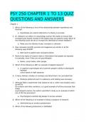 PSY 250 CHAPTER 1 TO 13 QUIZ  QUESTIONS AND ANSWERS