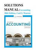SOLUTIONS MANUAL for Accounting 28th Edition by Carl Warren, Christine Jonick & Jennifer Schneider. ISBN 9781337902687 Chapters 1-26 Complete Guide.