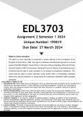 EDL3703 Assignment 2 (ANSWERS) Semester 1 2024 - DISTINCTION GUARANTEED