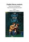 Book Report English The Fault in our Stars