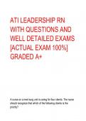 ATI LEADERSHIP RN  WITH QUESTIONS AND  WELL DETAILED EXAMS  [ACTUAL EXAM 100%]  GRADED A+