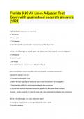 Florida 6-20 All Lines Adjuster Test Exam with guaranteed accurate answers &lpar;2024&rpar;