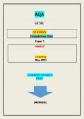 AQA  GCSE  GERMAN  Foundation Tier  Paper 1  8668&sol;LF  Listening&vert;&vert;QUESTIONS & MARKING SCHEME MERGED&vert;&vert;GRADED A&plus;