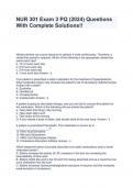 NUR 301 Exam 3 PQ (2024) Questions With Complete Solutions!!