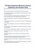 PA State Inspection Mechanic Practice Questions and Answers 2024