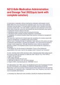 N212-SAFE MEDICATION ADMINISTRATION AND DOSAGE TEST 2024(QUIZ BANK WITH COMPLETE SOLUTION)