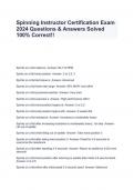 SPINNING INSTRUCTOR CERTIFICATION EXAM 2024 QUESTIONS & ANSWERS SOLVED 100&percnt; CORRECT&excl;&excl;