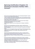 Spinning Certification Chapters 1&sol;2 Questions & Answers Verified 100&percnt; Correct&excl;&excl;