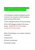 Biology 152 - all worksheets!!! Is the following an  example of biological evolution in humans?