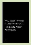 WGU Digital Forensics in Cybersecurity D431 Task 1 and 2 Already Passed 100%