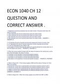 ECON 1040 CH 12 QUESTION AND  CORRECT ANSWERS