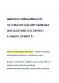 WGU D430 FUNDAMENTALS OF  INFORMATION SECURITY EXAM 2024 - 2025 QUESTIONS AND C0RRECT  ANSWERS ,GRADED A+
