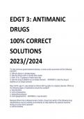 EDGT 3: ANTIMANIC  DRUGS 100% CORRECT  SOLUTIONS  2023//2024