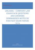 LML4806 – COMPANY LAW  EXAM PACK QUESTIONS  AND ANSWERS  SUMMARISED NOTES NS  FOR PAST EXAM PAPERS  2024