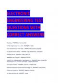ELECTRONIC ENGINEERING TEST  QUESTIONS WITH  CORRECT ANSWERS