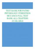 TEST BANK FOR PATHO  PHYSIOLOGY 9THEDITION  MCCANCE FULL TEST  BANK ALL CHAPTERS  AVAILABLE