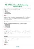 NR 507 (Latest 2024 / 2025) Final Exam Pathophysiology  - Chamberlain  Questions & Answers with rationales 