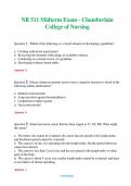 NR 511 &lpar;Latest 2024 &sol; 2025&rpar; Midterm Exam - Chamberlain College of Nursing Questions & Answers with rationales 
