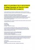 RHIT EXAM PRACTICE (Coding) Questions and Answers Latest Updated 2024/2025 Graded A+ | 100% Verified Answers.