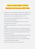 Learn to Lead Chapter 12 Exam Questions and Answers 100% Pass