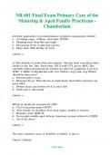 NR 601 &lpar;Latest 2024 &sol; 2025&rpar; Final Exam Primary Care of the Maturing & Aged Family Practicum - Chamberlain  Questions & Answers with rationales 