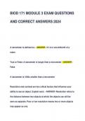 BIOD 171 MODULE 3 EXAM QUESTIONS  AND CORRECT ANSWERS 2024