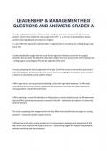  LEADERSHIP & MANAGEMENT HESI QUESTIONS AND ANSWERS GRADED A