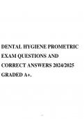 DENTAL HYGIENE PROMETRIC EXAM QUESTIONS AND CORRECT ANSWERS 2024/2025 GRADED A+