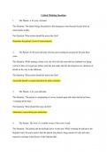 HESI A2 CRITICAL THINKING QUESTIONS AND ANSWERS V1