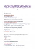 CLINICAL NURSE LEADER &lpar;CNL&rpar; EXAM TEST BANK 2024&sol;ACTUAL EXAM WITH 500&plus; QUESTIONS AND 100&percnt; CORRECT ANSWERS&sol; LATEST UPDATE AND GRADED A&plus;