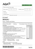 2023 AQA QP A-level BENGALI Paper 1 Reading and Writing