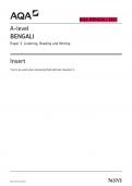 2023 AQA A-level BENGALI Paper 3 Listening, Reading and Writing Insert