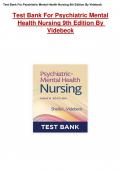 Solved Test Bank For Psychiatric Mental Health Nursing 9th Edition By Videbeck) 100% Verified Questions & Answers: Test Bank For Psychiatric Mental Health Nursing 9th Edition By Videbeck(Chapters 1-24)