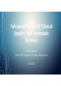NURS 6052 Module 3 Week 4-5 Assignment&colon; Evidence-Based Project Part 2&colon; Advanced  Levels of Clinical Inquiry and Systematic Reviews