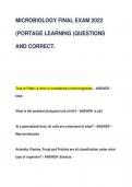 MICROBIOLOGY FINAL EXAM 2022  (PORTAGE LEARNING )QUESTIONS  AND CORRECT.