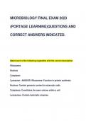 MICROBIOLOGY FINAL EXAM 2023  (PORTAGE LEARNING)QUESTIONS AND  CORRECT ANSWERS INDICATED.