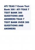 ATI TEAS 7 Exam Test  Bank 300 / ATI TEAS 7  TEST BANK 300  QUESTIONS AND  ANSWERS TEAS 7  TEST BANK OVER 300  QUESTIONS AND  ANSWERS