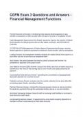 CGFM Exam 3 Questions and Answers - Financial Management Functions