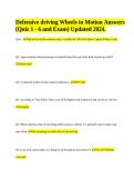 Defensive driving Wheels in Motion Answers &lpar;Quiz 1 - 6 and Exam&rpar; Updated 2024&period;